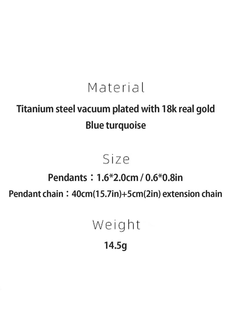 LOOPITYS Gold Plated Sunflower Turquoise Necklace, Women's Jewelry Accessories, Retro Fashion Luxury, Alloy, Artificial Turquoise  - Image 3