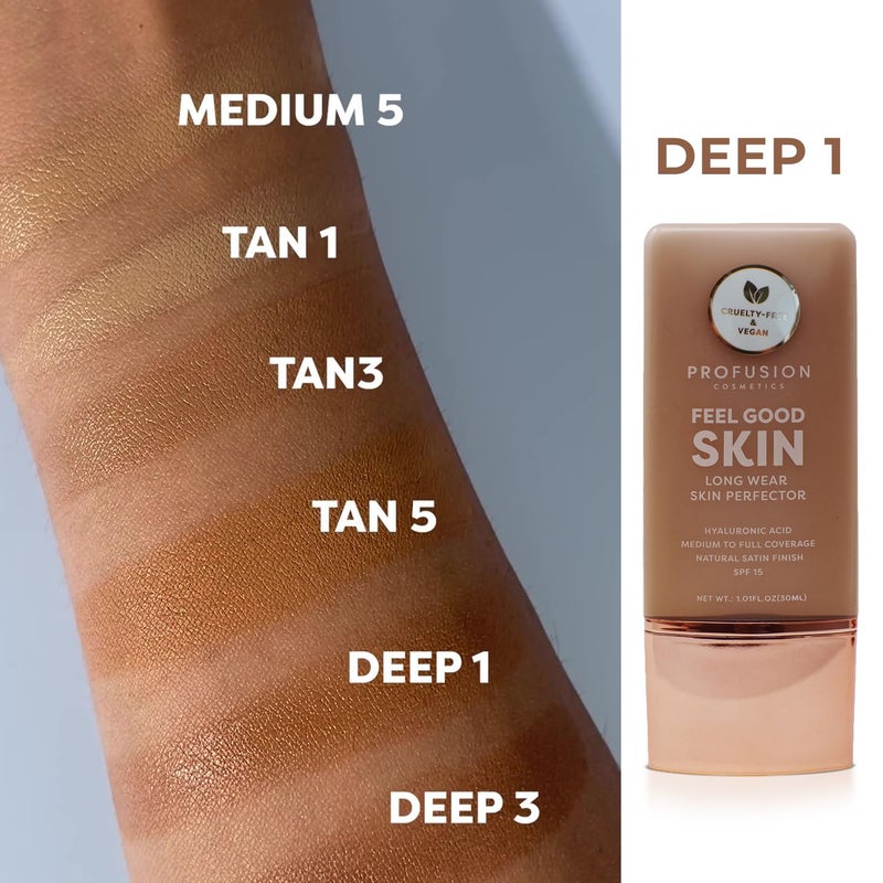 Profusion Cosmetics Lightweight Liquid Foundation for a Flawless and Elegant Radiance, Breathable Makeup that Improves Uneven Skin Tone, Vegan & Cruelty-Free - Deep 1 - Image 5