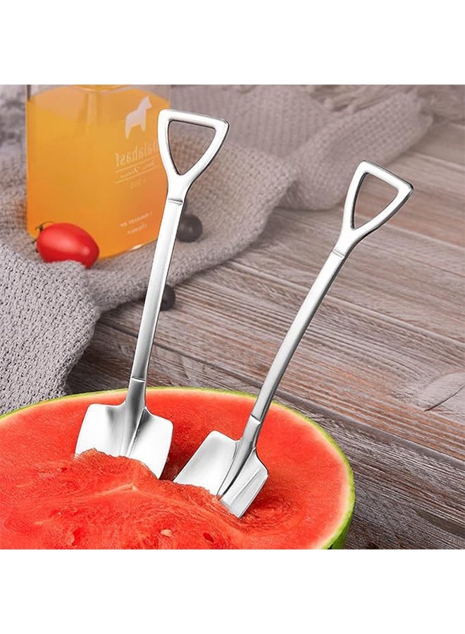 4 Pack Stainless Ice Cream Spoons, Shovel Spoons, Watermelon Spoon Reusable Small Spoon for Tea Dessert Home Kitchen Party Restaurant Party Supplies (Silver) - Image 2