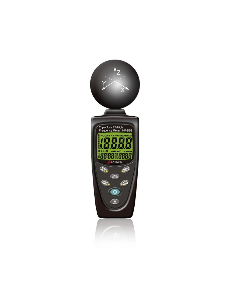 LATNEX EMF Meter HF-B3G Triple Axis HF RF Analyzer and Detector Calibrated Measuring Emissions from Cell Phones, Smart Meters, Cell Towers, Microwave, Bluetooth - for EMF Home Inspections Free Support - Image 1