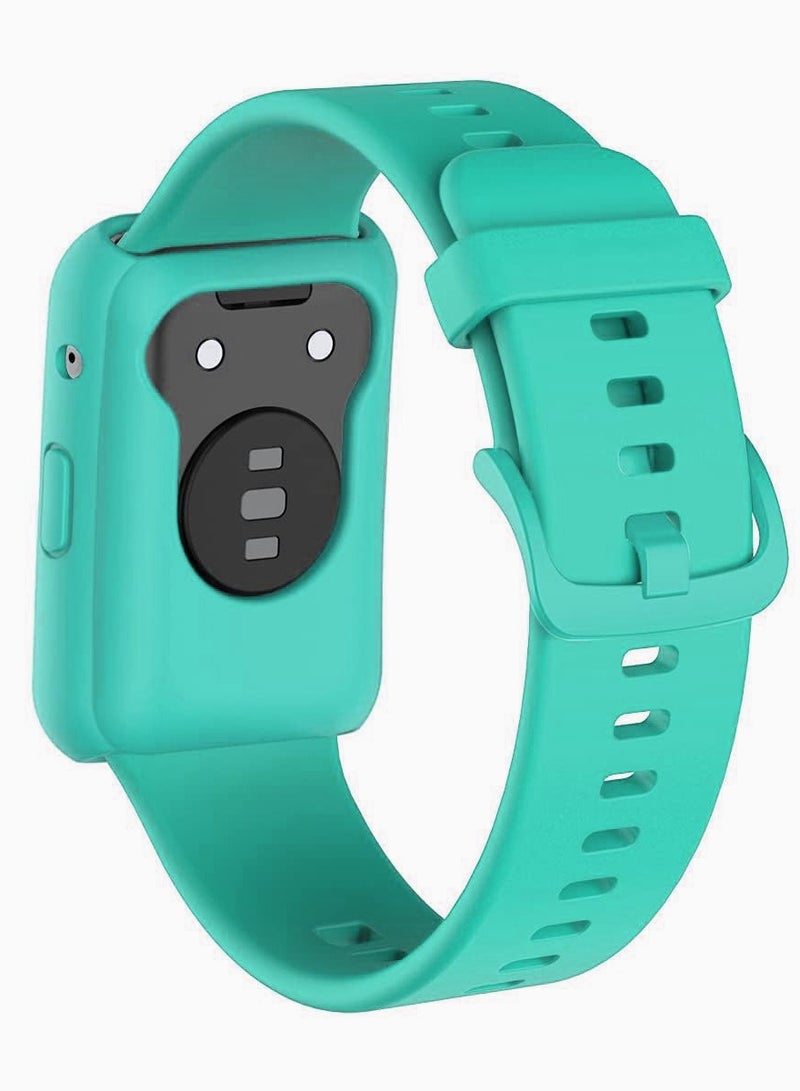 Bands Replacement and case for Huawei Watch Fit & Huawei Watch Fit New & Huawei Watch Fit Elegant, Band for Women Men,Silicone Quick Release Soft Rubber Replacement Watch Band  Turqoise - Image 2