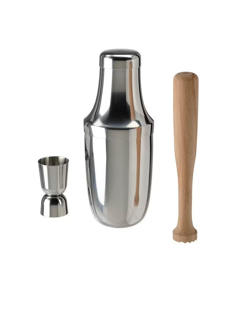 3-piece bar set, stainless steel/wood  - Image 1