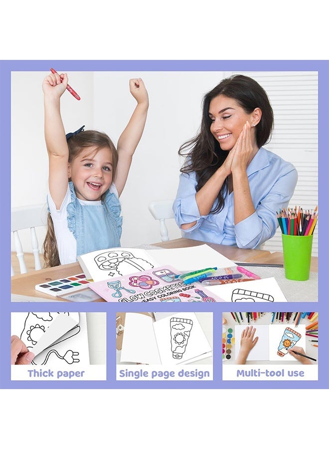 GIFT 40-Page Cute Cartoon Coloring Book for Kids - Stress Relief & Creative Fun, Black and White Drawing Pages for Boys Girls, Perfect for Early Learning & Art Activities(Glow Cosmetics) - Image 2