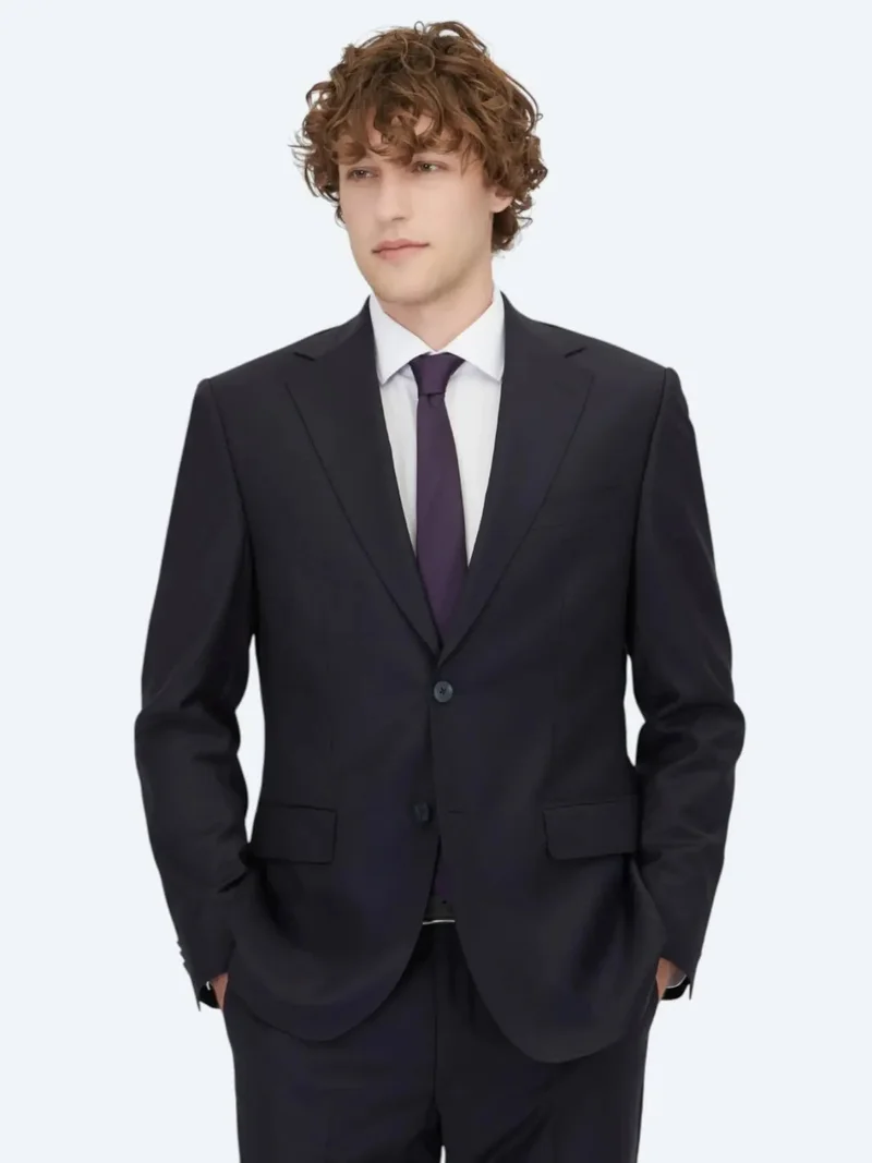 Kip Navy Blue Modern Fit Wool Blended Suit