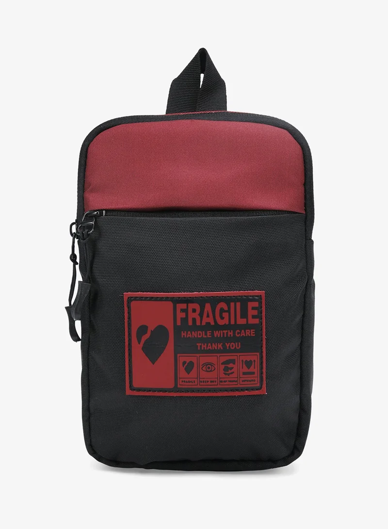 بيواكوف Unisex Black Fragile Printed Sling Bag