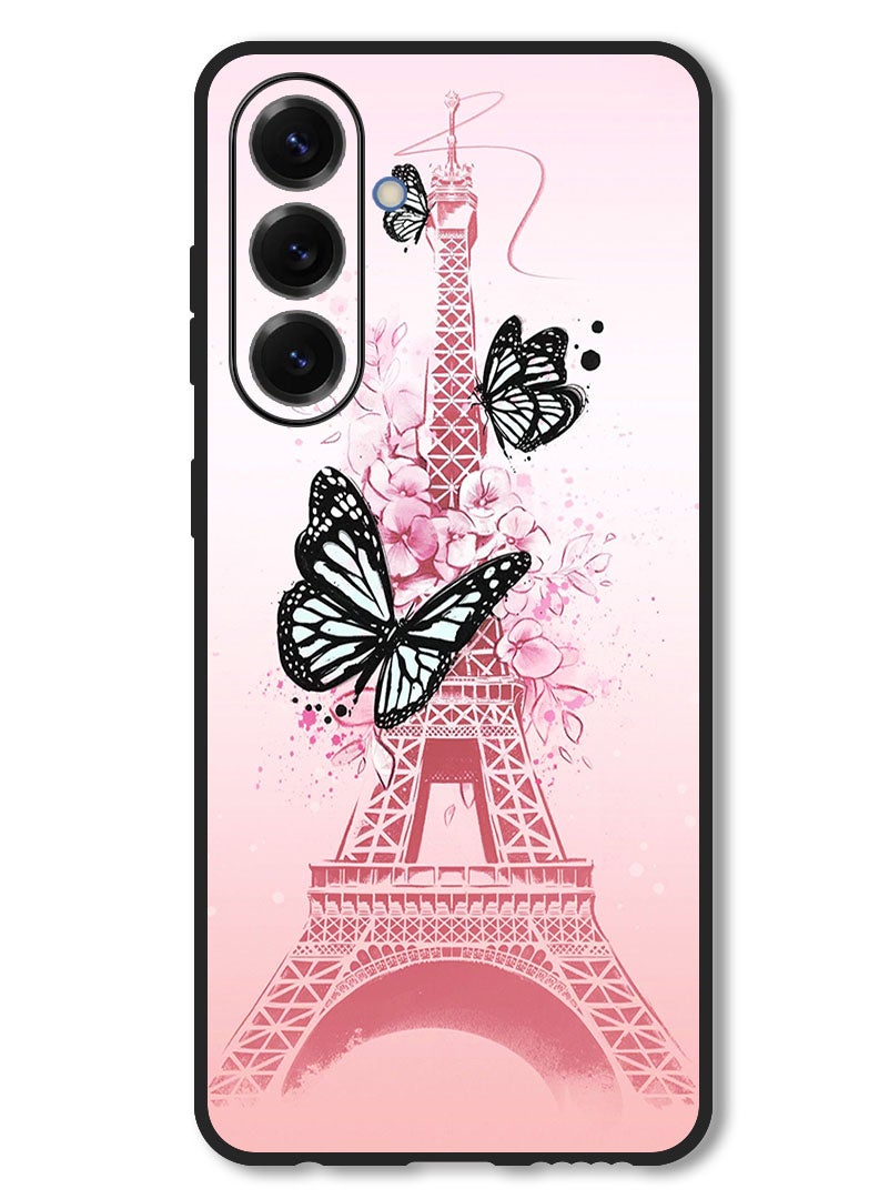 Theodor Case Compatible with Samsung Galaxy S25 FE 6.7 Inch Protection Shockproof Bumper Cover Black Butterflies - Image 1