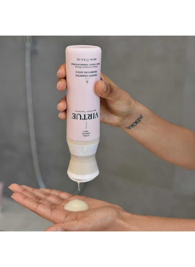 VIRTUE شامبو ناعم 8 أونصة سائلة | ألفا كيراتين لتنعيم الشعر المجعد والمتجعد | خالي من الكبريتات، خالي من البارابين، آمن للألوان، نباتي - Image 3