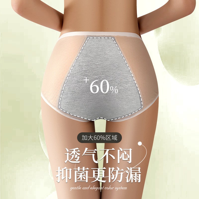 Womens Mid-Waist Leakproof Period Panties Light purple - Image 3