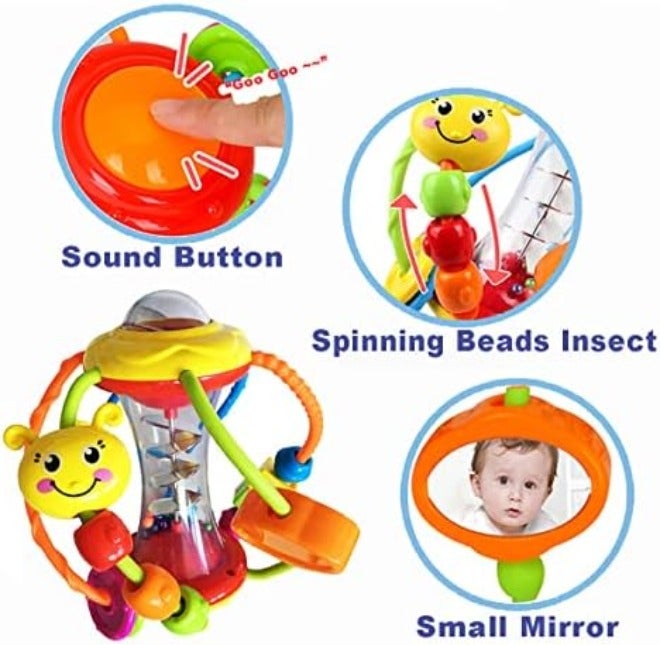 HOLA Shake & Pull Busy Ball - Interactive Toy for Toddlers 6M+, Develops Fine Motor Skills, Hand-Eye Coordination, Sensory Perception with Bubble Popping, Bead Spinning, Pulling & Shaking  Activities - Image 4