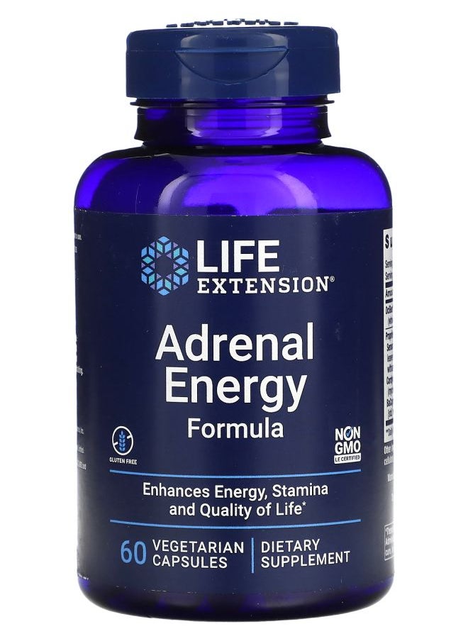 Life Extension Adrenal Energy Formula 60 Vegetarian Capsules 