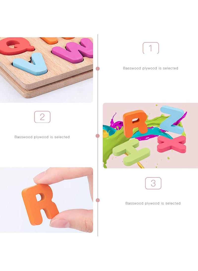 HMTYQNB 3-Piece Wooden Montessori Puzzle Set, Suitable For 3-Year-Old Boys And Girls, Wooden Letter, Number, And Shape Puzzles.  - Image 3