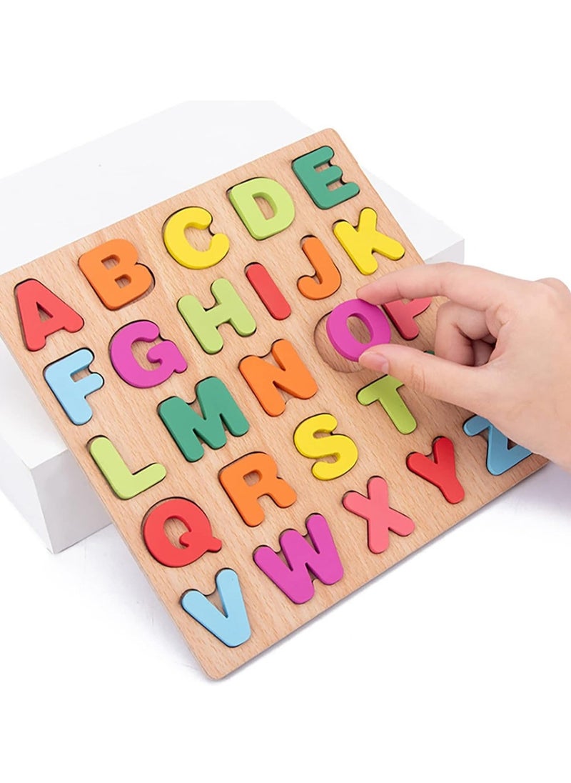 HMTYQNB 3-Piece Wooden Montessori Puzzle Set, Suitable For 3-Year-Old Boys And Girls, Wooden Letter, Number, And Shape Puzzles.  - Image 4