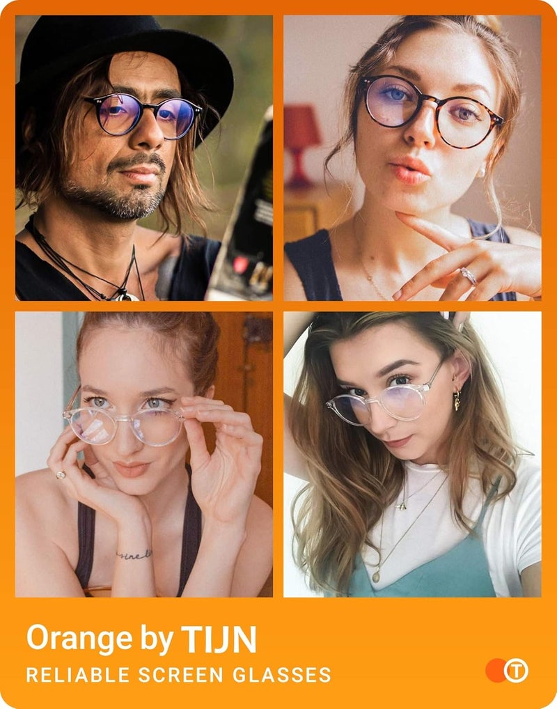 TIJN Blue Light Blocking Glasses Men Women Vintage Thick Round Rim Frame Eyeglasses - Image 2