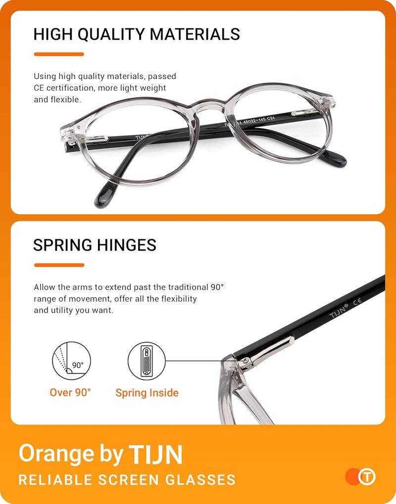 TIJN Blue Light Blocking Glasses Men Women Vintage Thick Round Rim Frame Eyeglasses - Image 5