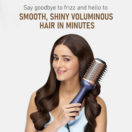 Vega Pro Volumizer Hair Blow Dryer Brush, 3 in 1 Hot Air Brush, 360° Airflow Vent, 2 in1 Quick Drying & Styling, 3 Heat/2 Speed Settings, Hair Dryer Brush, Blowout Volumizer Brush(1000-1200W, VHSD-02) - Image 2