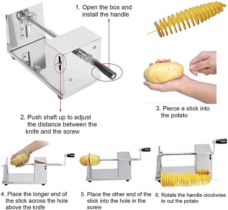 BLIXAR Stainless Steel Potato Slicer Potato Twister Machine Manual Stainless Steel Twisted Potato Slicer Potato Slicer Machine for Chips Size 6 x 55 x 113 inches - Image 4