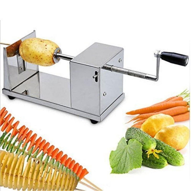 BLIXAR Stainless Steel Potato Slicer Potato Twister Machine Manual Stainless Steel Twisted Potato Slicer Potato Slicer Machine for Chips Size 6 x 55 x 113 inches - Image 1