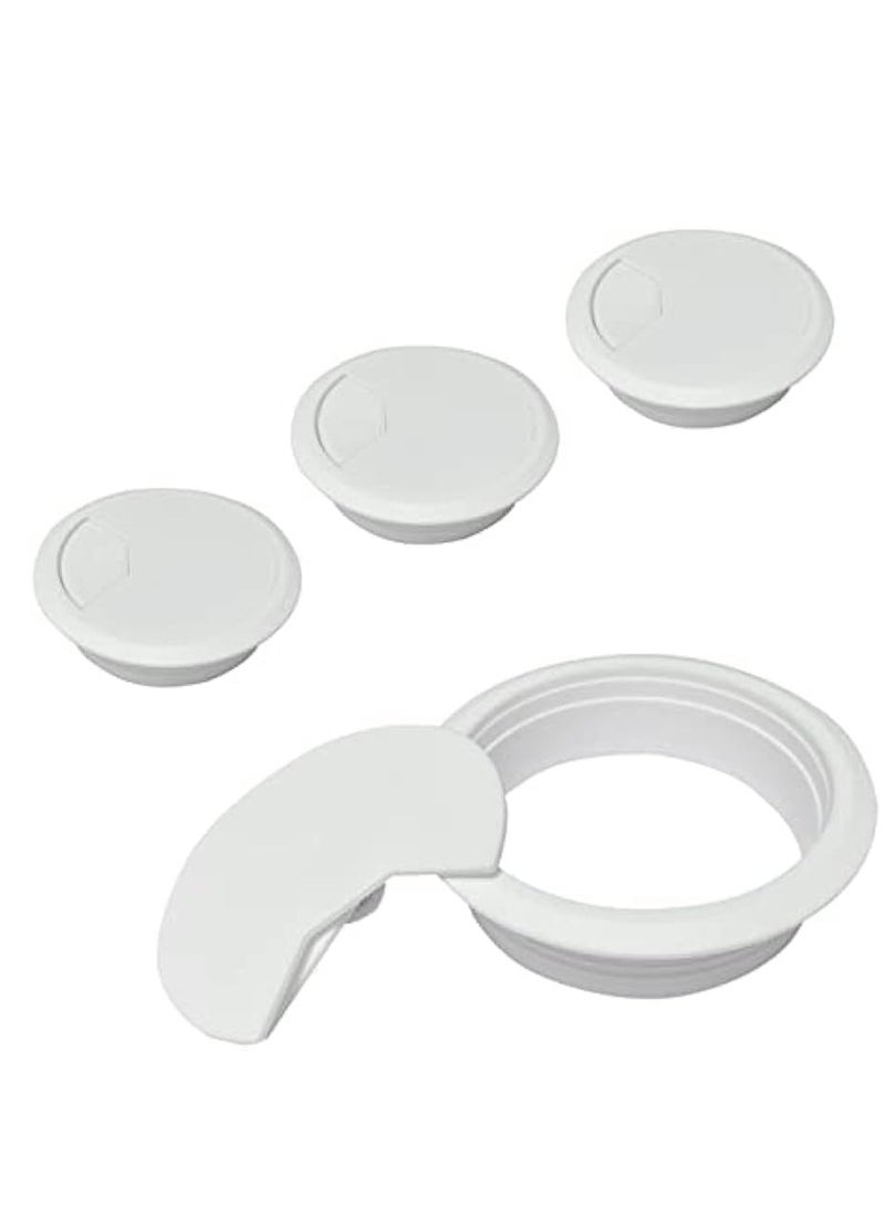 KNP Plastic Grommet Computer Cable Tidy Desk Table PC Outlet Wire Cover (80MM) White,Black Pack Of 3
