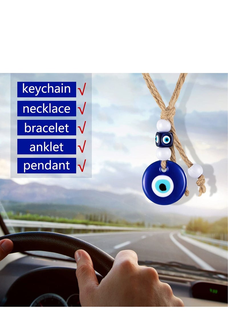 Y&D Blue Evil Eye Beads Ornaments Glass Hanging Turkish Charms with Rope Decorative Pendants for Home Farmhouse Wall Crafts Decorations(6Pieces) - Image 5