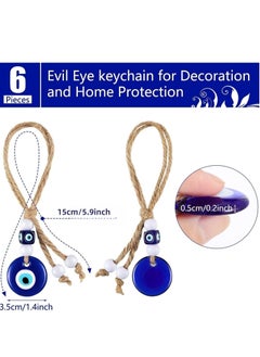 Y&D Blue Evil Eye Beads Ornaments Glass Hanging Turkish Charms with Rope Decorative Pendants for Home Farmhouse Wall Crafts Decorations(6Pieces)  - Image 2
