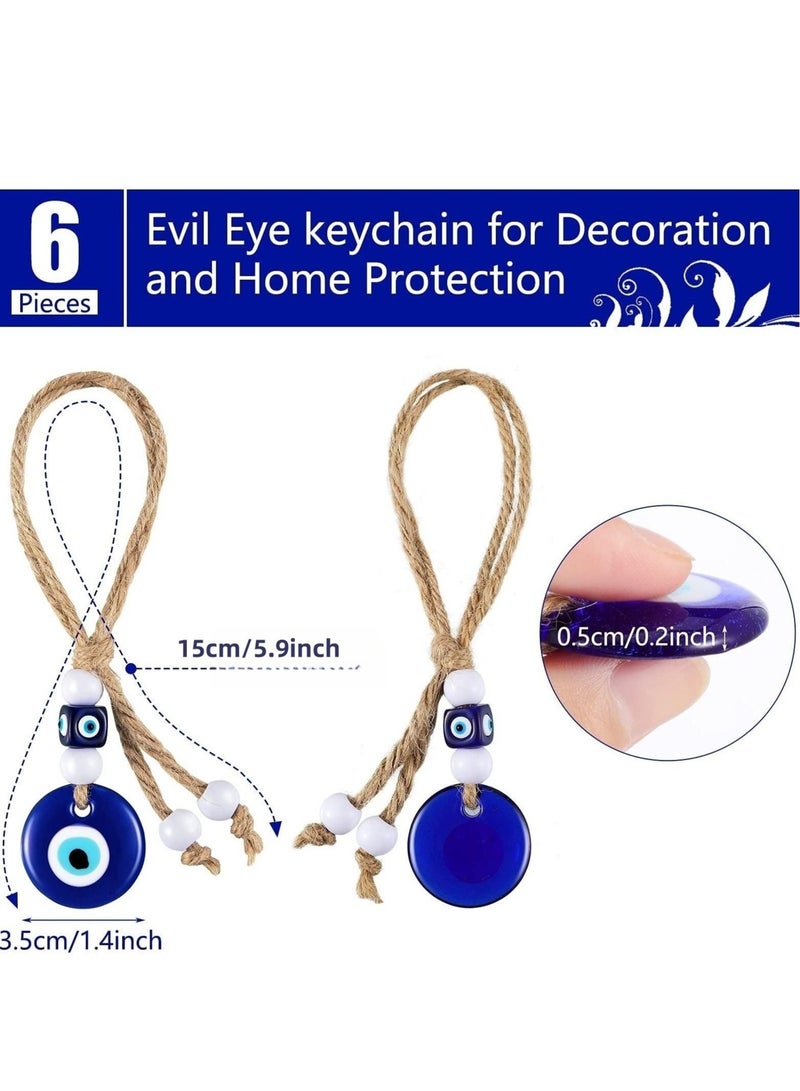 Y&D Blue Evil Eye Beads Ornaments Glass Hanging Turkish Charms with Rope Decorative Pendants for Home Farmhouse Wall Crafts Decorations(6Pieces) - Image 2