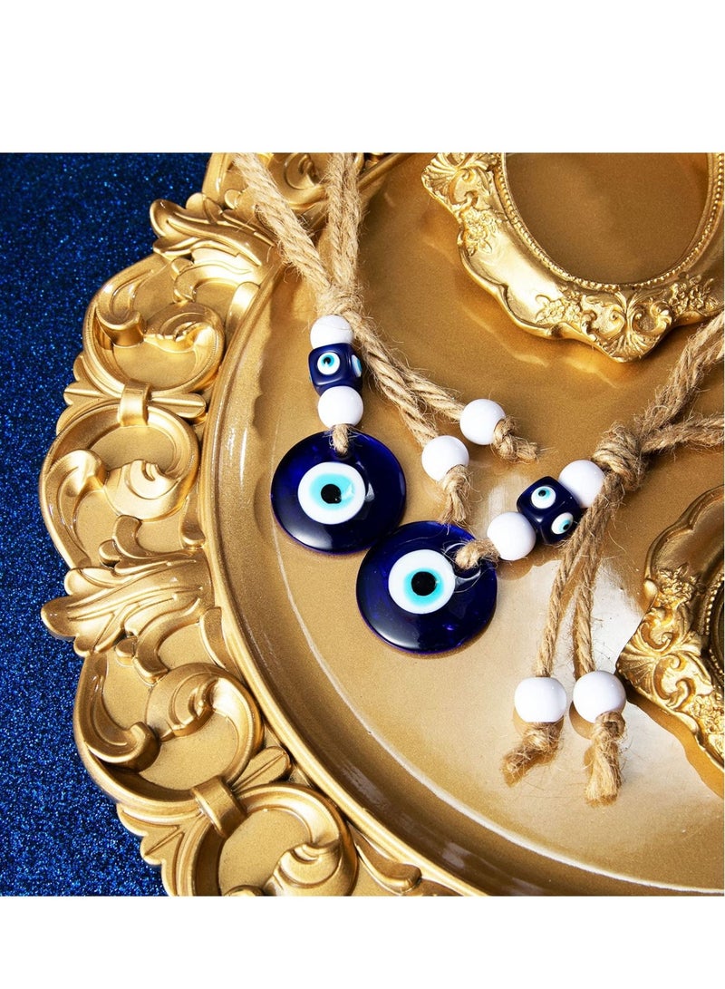 Y&D Blue Evil Eye Beads Ornaments Glass Hanging Turkish Charms with Rope Decorative Pendants for Home Farmhouse Wall Crafts Decorations(6Pieces) - Image 4