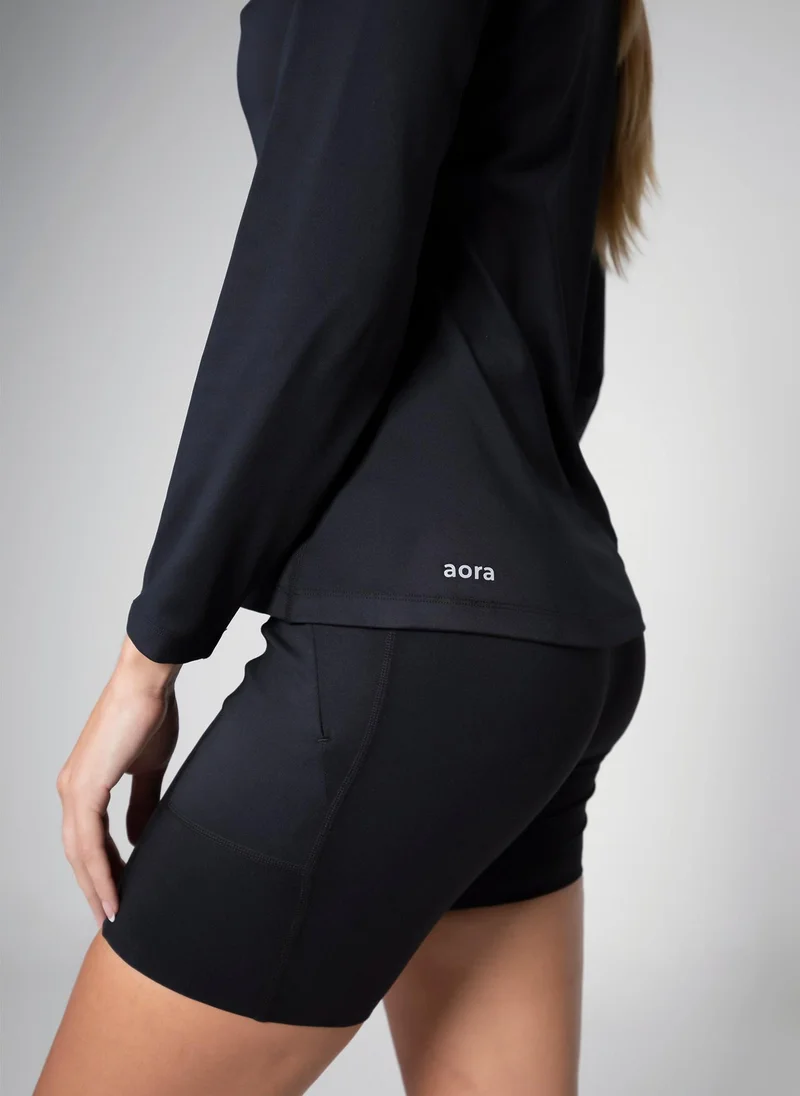 Aora 365 تيشيرت بسحاب نصفي وأكمام طويلة