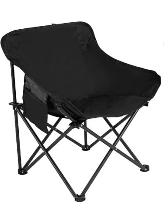 PROMASS كرسي تخييم قابل للطي كرسي شاطئ محمول كرسي متعدد الأغراض خفيف الوزن للسفر في الهواء الطلق نزهة تسلق مع حقيبة حمل (M-أسود) - Image 1