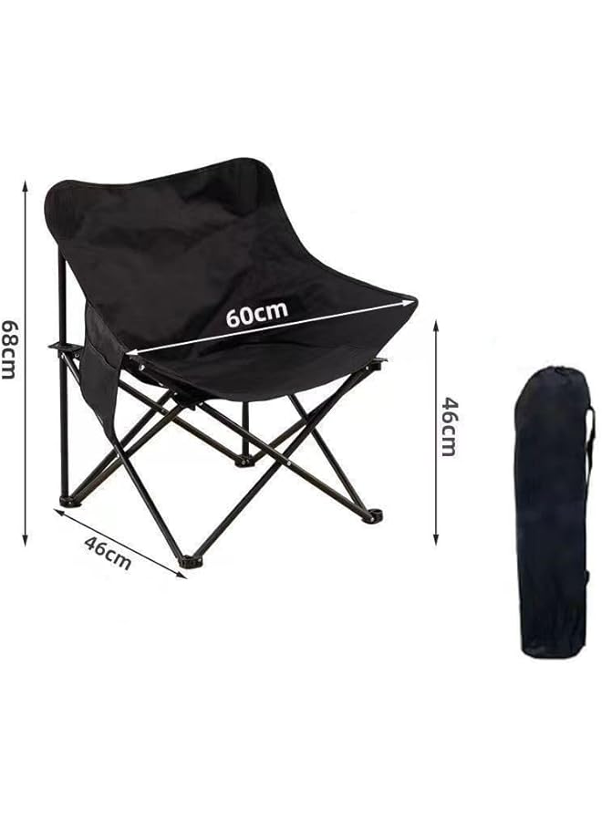 PROMASS كرسي تخييم قابل للطي كرسي شاطئ محمول كرسي متعدد الأغراض خفيف الوزن للسفر في الهواء الطلق نزهة تسلق مع حقيبة حمل (M-أسود) - Image 3