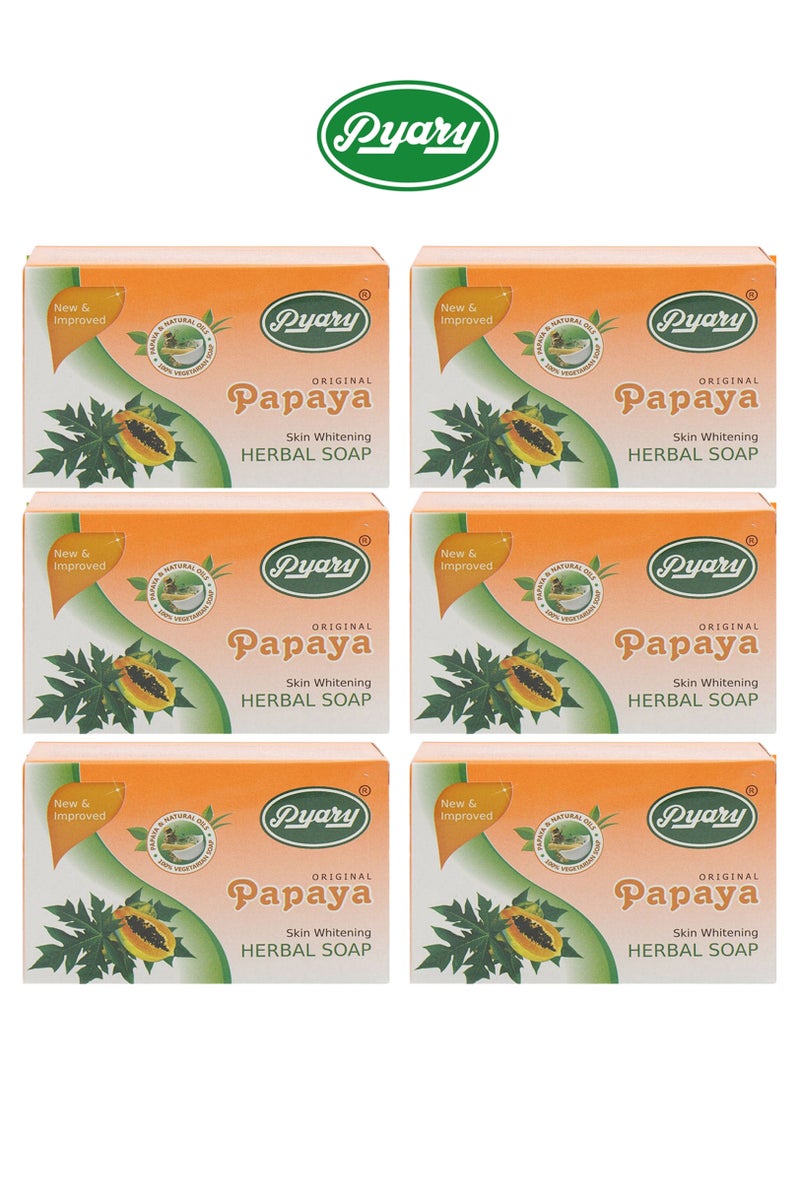Pyary 6-Piece Papaya Original Herbal Soap Handmade 75*6g - Image 1