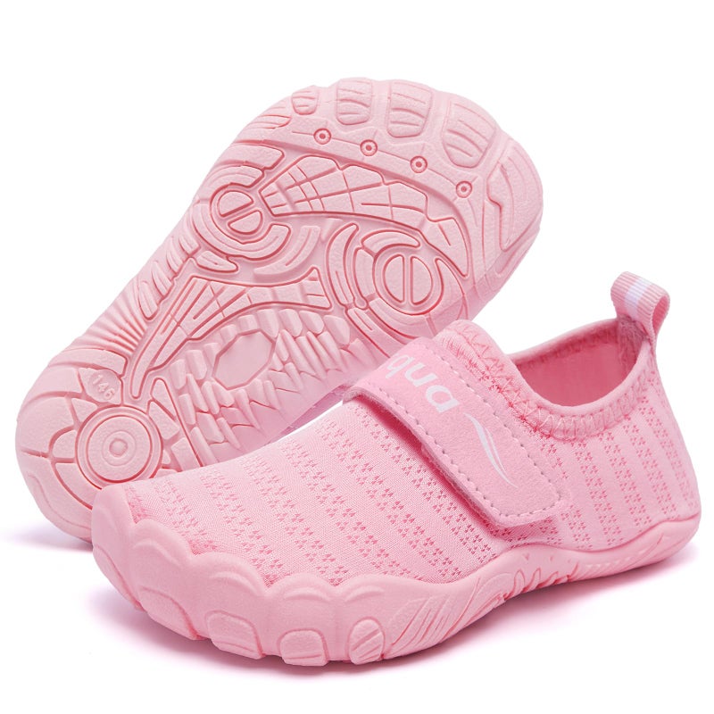 Racqua Toddler Water Swim Shoes Breathable Beach Shoes Non-Slip Aqua Shoes Comfortable Barefoot Shoes Shoes for Kids Boys Girls Pink 169T - Image 1