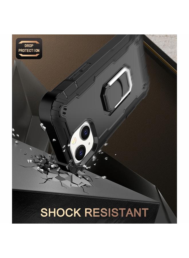 S-TOP Case For iPhone 13 mini PC + Rubber 3-layers Shockproof Protective Case with Rotating Holder - Image 5