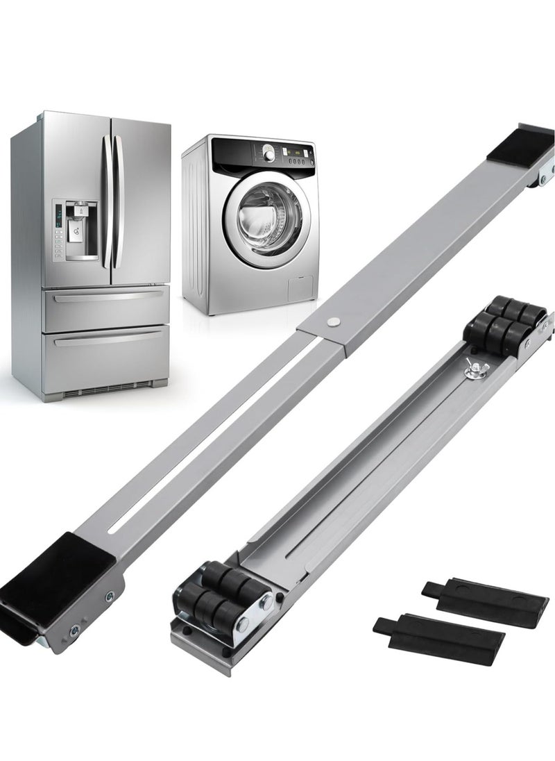 Generic NEW Universal Extendable Furniture Appliance Rollers with 24 Rollers  Brakes – Strong Mover Tools for Washing Machines, Refrigerators, Dryers, Heavy-Duty Base, Bearing, Grey  - Image 1