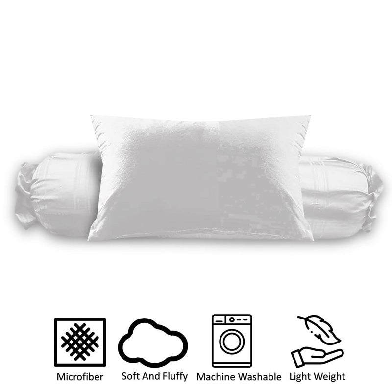 Mahaveer Cotton 1 White Bolster with 1 Light Blue Bolster Cover 38X14X8 Inch and 1 Pillow Filler 18X28 Inch Soft Polyfiller Round Bed Pillow - Image 4