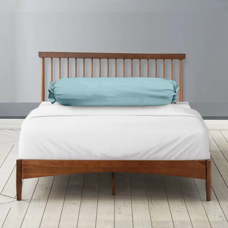 Mahaveer Cotton 1 White Bolster with 1 Light Blue Bolster Cover 38X14X8 Inch and 1 Pillow Filler 18X28 Inch Soft Polyfiller Round Bed Pillow - Image 3