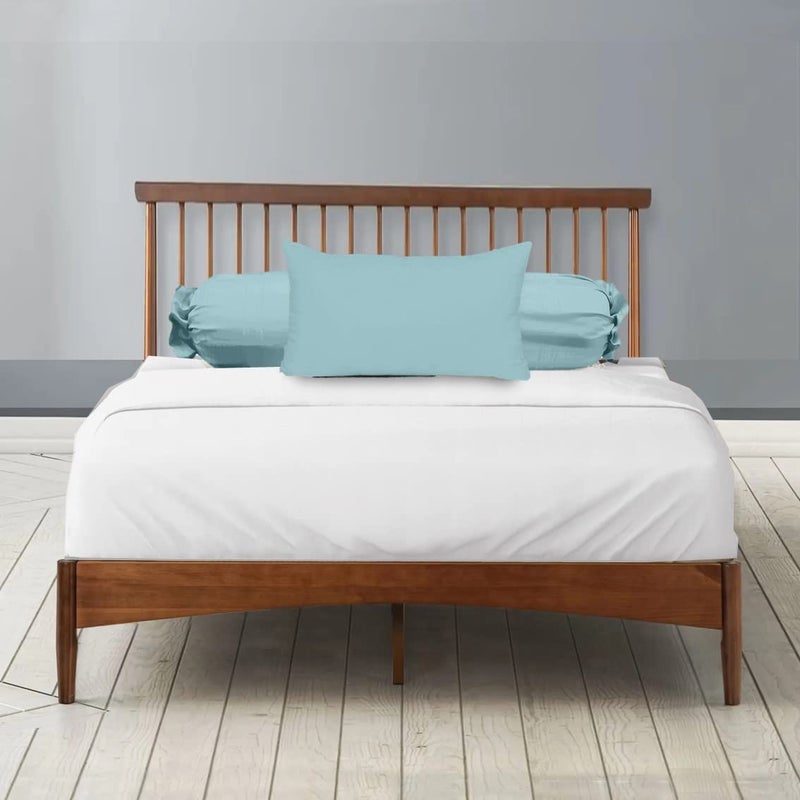 Mahaveer Cotton 1 White Bolster with 1 Light Blue Bolster Cover 38X14X8 Inch and 1 Pillow Filler 18X28 Inch Soft Polyfiller Round Bed Pillow - Image 2