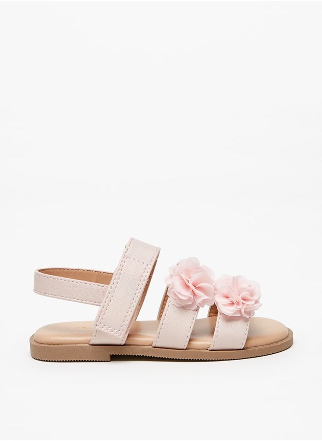 Flora Bella By Shoexpress - Girl's Floral Applique Sandals With Hook And Loop Closure - Image 1
