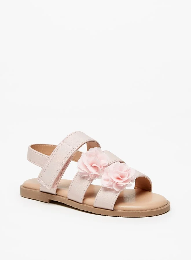 فلورا بيلا من شو إكسبرس Girl's Floral Applique Sandals With Hook And Loop Closure