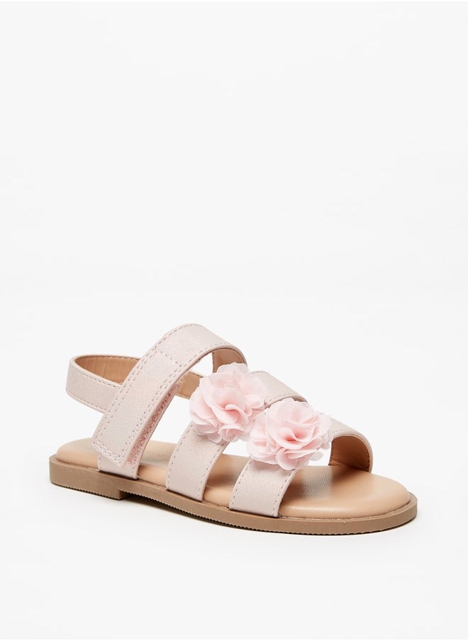 Flora Bella By Shoexpress - Girl's Floral Applique Sandals With Hook And Loop Closure - Image 1