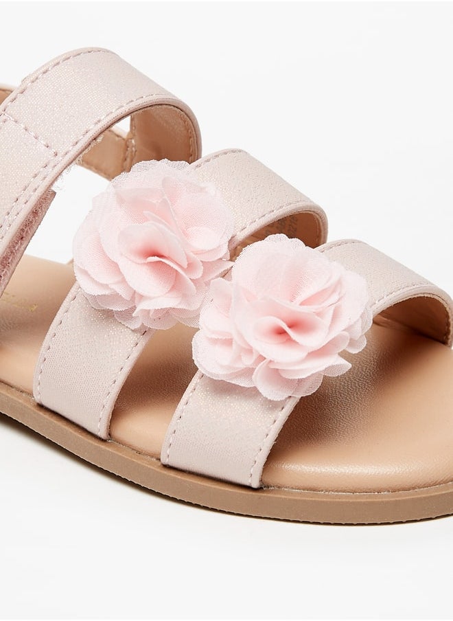 Flora Bella By Shoexpress - Girl's Floral Applique Sandals With Hook And Loop Closure - Image 1