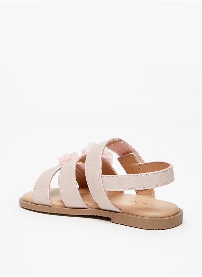 Flora Bella By Shoexpress - Girl's Floral Applique Sandals With Hook And Loop Closure - Image 1