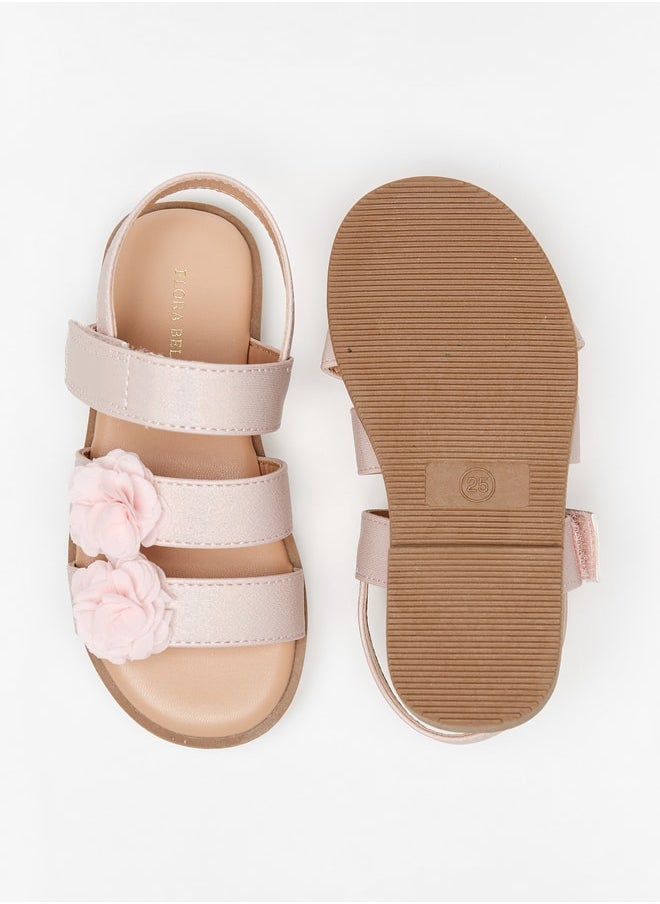 Flora Bella By Shoexpress - Girl's Floral Applique Sandals With Hook And Loop Closure - Image 1