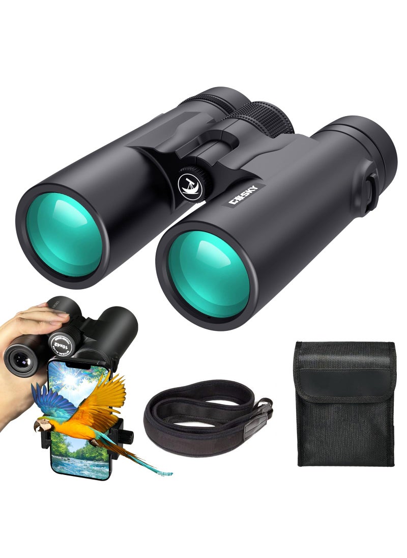 GOSKY Gosky 10x42 Roof Prism Binoculars for Adults, HD Professional Binoculars for Bird Watching Travel Stargazing Hunting Concerts Sports-BAK4 Prism FMC Lens-with Phone Mount Strap Carrying Bag  - Image 1