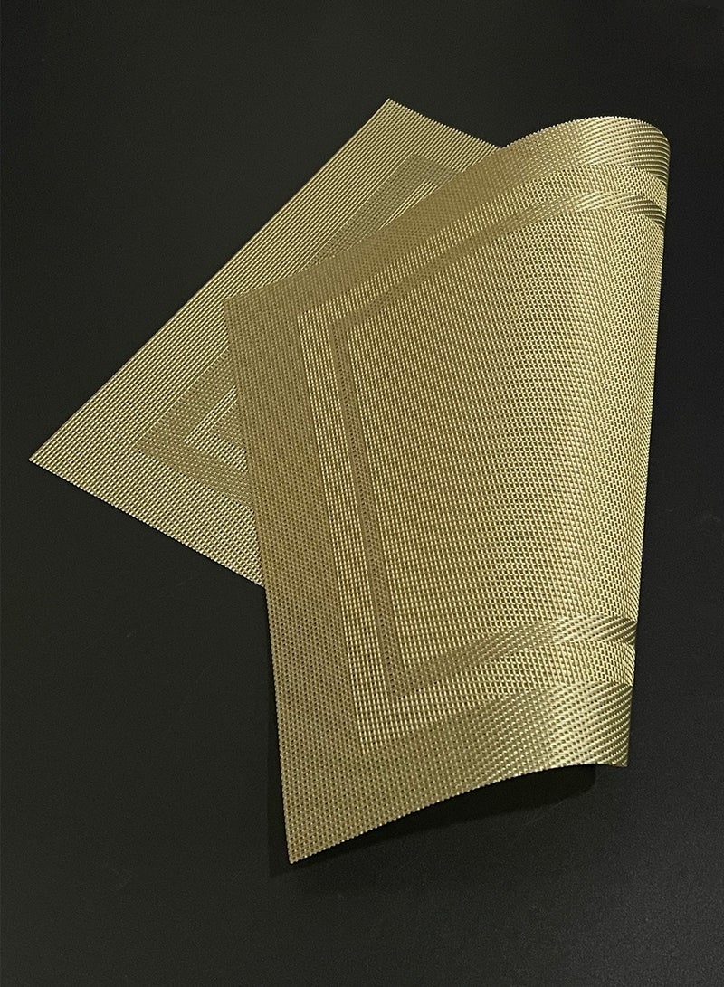 Morlife 6Pcs Placemats for Dining Table 45 * 30cm Easy to Clean Plastic Washable Placemat for Kitchen Table Indoor Outdoor Table Mats Heat-resistand Washable Woven Vinyl Table Mats (Gold) - Image 2