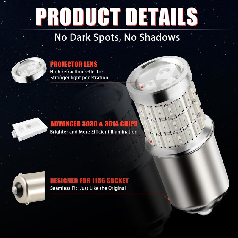 iBrightstar مصباح LED أحمر iBrightstar 1156، مصابيح فرامل BA15S 1141 LED فائقة السطوع لمصابيح الفرامل الخلفية ومصابيح الذيل، عبوة 2 - Image 5