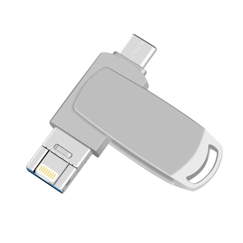 محرك فلاش USB بسعة 2 تيرابايت: بطاقة USB 3.0 سريعة التسريع، وواجهة مزدوجة - توافق واسع، وتصميم ضيق يدور بزاوية 360 درجة لأجهزة آيفون، وكمبيوتر شخصي، وأيباد، ومصورين، ومسافرين، ومحترفي - Image 1