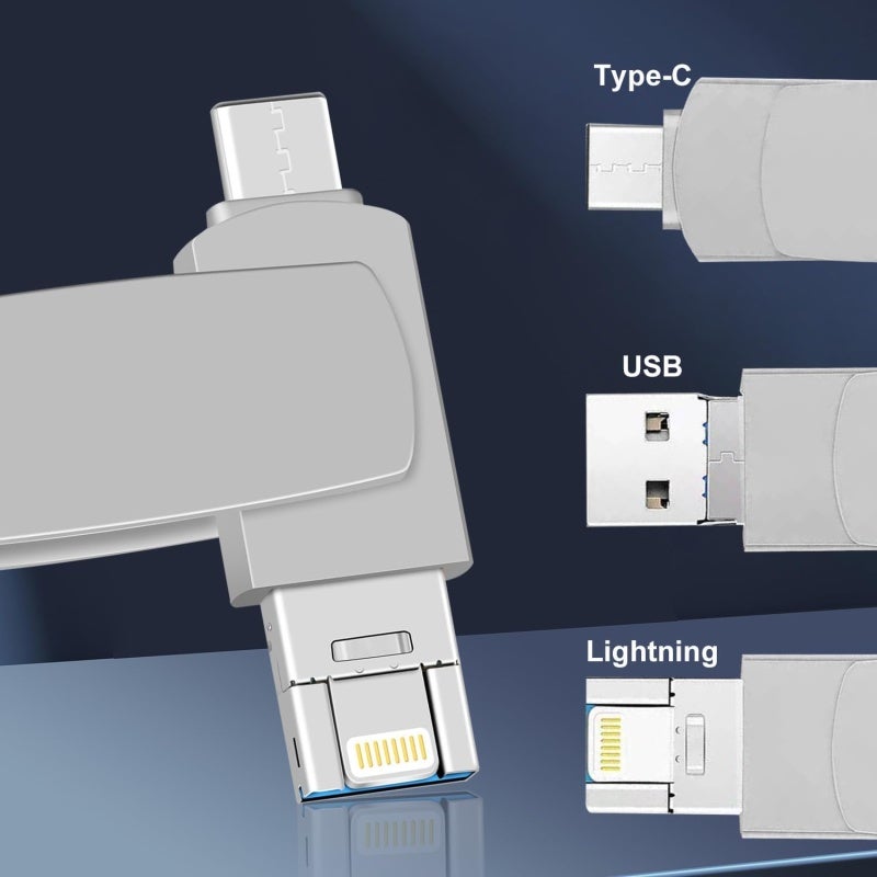محرك فلاش USB بسعة 2 تيرابايت: بطاقة USB 3.0 سريعة التسريع، وواجهة مزدوجة - توافق واسع، وتصميم ضيق يدور بزاوية 360 درجة لأجهزة آيفون، وكمبيوتر شخصي، وأيباد، ومصورين، ومسافرين، ومحترفي - Image 4