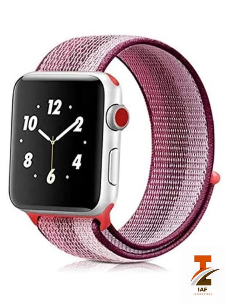 إيف حزام نايلون رياضي لساعة أبل 45 مم 44 مم 42 مم حزام بديل ناعم لـ iWatch الوردي التوت