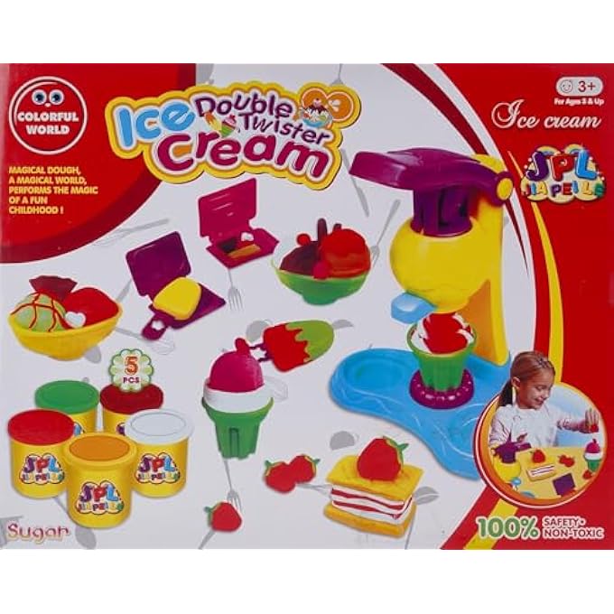 TOY PLAY DOUGH SET ICE CREAM DOUGH PLAYSET PLAY DOUGH FOR KIDS DIY PLASTICINE MOLDING SET ICE CREAM SET WITH MACHINE AND MOLD FOR GIRLS AND BOYS