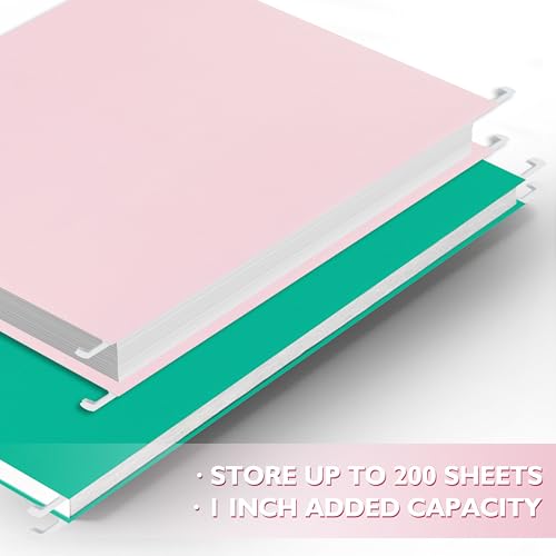 YNXPTBNC 25 Packs Hanging File Folders,Cherry Pink Hanging File Folders Letter Size,Hanging Folders with 1/5-cut Tabs,Hanging Folders for Filing Cabinets, File Organizer Folder for Office,School,Home - Image 4